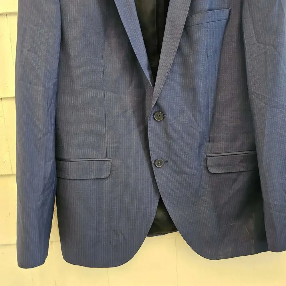 Marcello Luciano Men's Blue Wool Blend Sport Coat Blazer EU 54 US 44R 2 Button
